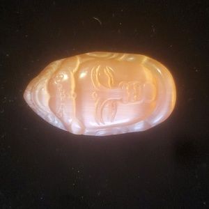 New Carved Orange Cats Eye Buddha Head Pendant.